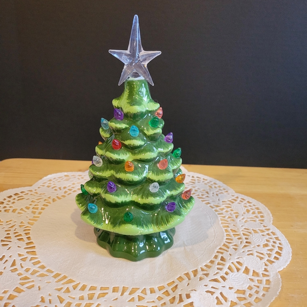 Ceramic Christmas Tree Light-up 7.5" Christmas is Forever & 4.5"  Mini